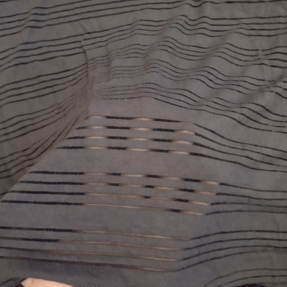 Ann Taylor Dark Grey Striped Short Sleeve Shirt - Picture 2 of 4